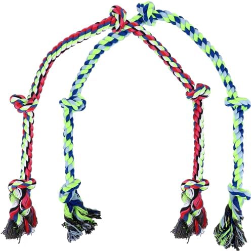 Hollowfly Dog Rope Toys for Extra Large Dogs, 2 Pack 6 Feet 5 Knot Tug of War Dog Toy for Large Aggressive Chewers Heavy Duty Cotton Teeth Cleaning Indestructible Puppy Chew Toys