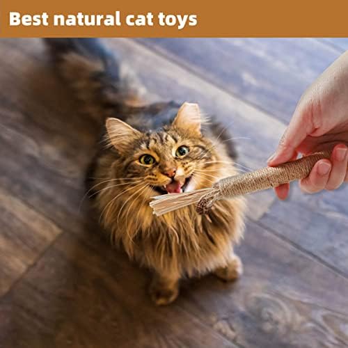 4 Pack Natural Silvervine Sticks for Cats - Chew Toys for Kittens Teeth Cleaning, Catnip Toy, Teething Stick - Interactive Kitten Toys for Indoor Cats Dental Care