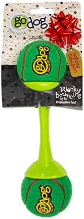 goDog Holiday Collection goBone Double-Sided Tennis Ball Bone Dog Toy - Green/Red, Large