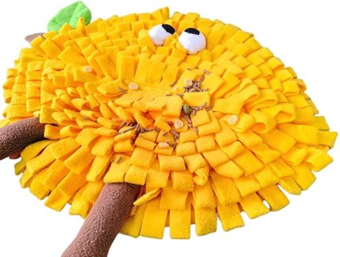 Vedem Small Animal Snuffle Mat Fleece Foraging Mats Interactive Feeding Toy Rabbit Guinea Pig Rat Hamster Anti Slip Treat Dispenser (Lemon)