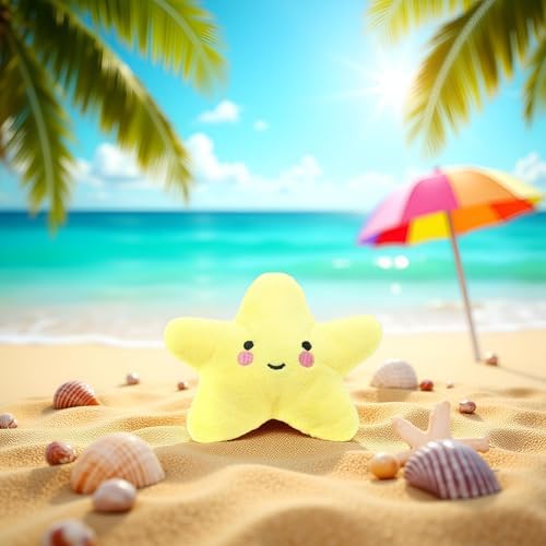 Yellow Starfish Shape Dog Pet Chew Toy Plush Squeaky Toy Cute Pet Interactive Play Training Toy Household Pet Accessories Dog Squeak Toys