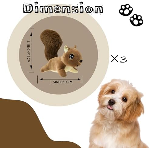 Squirrel Plush Dog Toy Squeaky Toy, Interactive Hide and Seek Replacement Dog Toys for Small & Medium Dogs (3Pcs Squeaky Squirrel C)