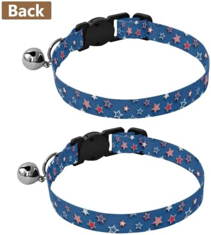 Stars Blue Dog Bell Collar 2 Pack Pet Collar Adjustable 10.6 to 17.1 Inches