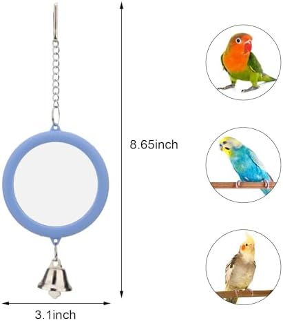 Hypeety Bird Mirror Toy with Bell Interactive Parrot Hanging Mirror, Blue