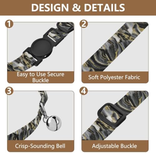 Golden Marble Black Lightweight Small Dog Collar, 2 Pack Cat Collar with Bell