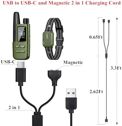 Fast Charger for Jugbow Training Collar-USB Power Adapter,Dog Shock Collar Charger Cord Replacement-3.3ft USB to USB-C and Magnetic Charging Cable