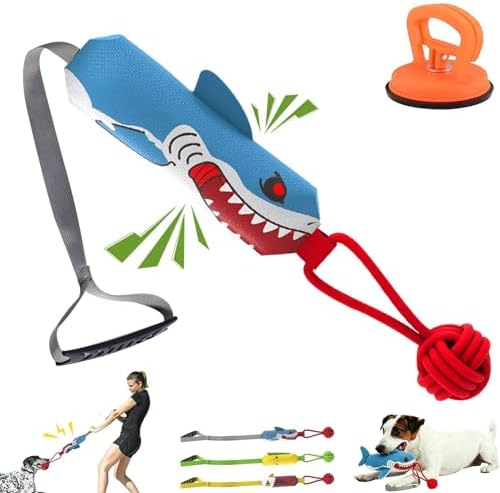 Shark Tug of War Dog Toy, 2026 New Squeaky Dog Tug Toy, Interactive Shark DogToys, Sharks Dog Tug Toy with Squeaker & Rope Knot, for Medium to Large Dogs (Shark)