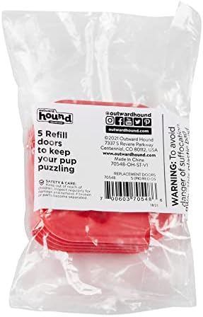 Outward Hound by Nina Ottosson Extra Doors for Dog Brick Interactive Dog Puzzle - 5 Pack, Red