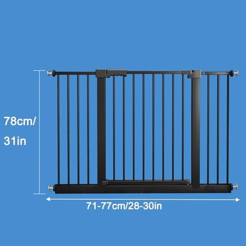 Smart Auto-Close Pet Gate for Dogs & Cats, Escape-Proof 3-Lock Heavy-Duty Stair Gate, 180° Swing Adjustable Dog Gate for Doorways & Stairs(Size:71-77cm/28-30in,Color:White)