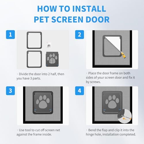 Namsan Dog Screen Door - Inside Size 12x14 inches Sliding Screen Dogs Door with Magnetic Flap for Exterior Doors Lockable Pet Door