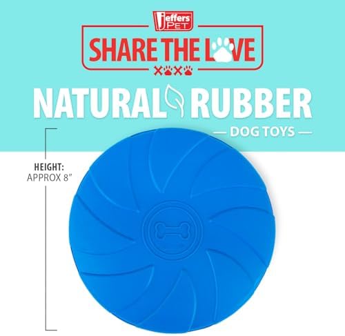 Jeffers Pet Natural Rubber Dog Chew Toy – Blue Bone Stamp Frisbee, Medium – Vanilla Scent, Durable, Non-Toxic, Dishwasher Safe, Interactive Fetch & Tug Toy - Perfect for Training Medium Chewers