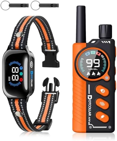 2-in-1 Bark & Shock Collar - Color Screen Dog Training Collar with Beep/Vibration/Shock/Anti Bark 4 Modes, 3300FT E Collar with Remote for Small to Large Dogs (8-120lbs), IP67 Waterproof Rechargeable