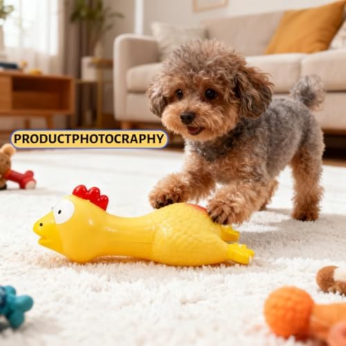 6.7" Squeaky Latex Dog Toy gripping, Cute Little Chicken Rubber Toy for Chewing and Grinding Teeth Interactive Play for Small Medium Dogs -(1Pcs Yellow)
