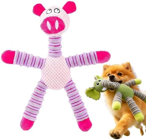 2026 New Dog Toys, Indestructible Plush Dog Toy for Aggressive Chewers, Interactive Squeaky Soft Puppy Chew Toy, Durable Teething Toys for Small Medium Large Dogs (Rose Red)