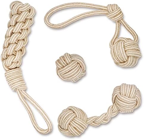 Dog Chew Toys-Puppy Tug Toys-Natural Cotton Rope-Pets Teething Interactive Knots for Small Medium Dog Mutt (Set of 4)