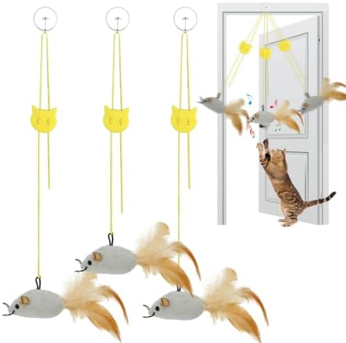 Tocirelo Hanging Cat Mouse Toy, Interactive Motion Activated Squeaky Mice