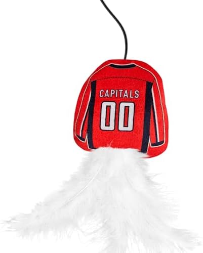 Pets First NHL Washington Capitals Team Jersey Wand with CAT NIP, Cat Toy Jersey Shaped Plush Teaser Toy for Cats & Kittens - Interactive Pet Toy for Play & Exercise