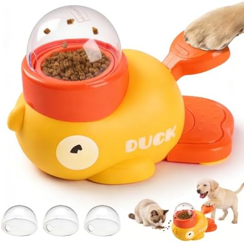 Dog Interactive Treat Dispenser, 2026 New Yellow Duck Cat Treat Dispenser, Interactive Dog Toys Food Puzzle Slow Feeder, Dog Food Slow Treat Feeding Dispenser for Small & Large Cats Dogs