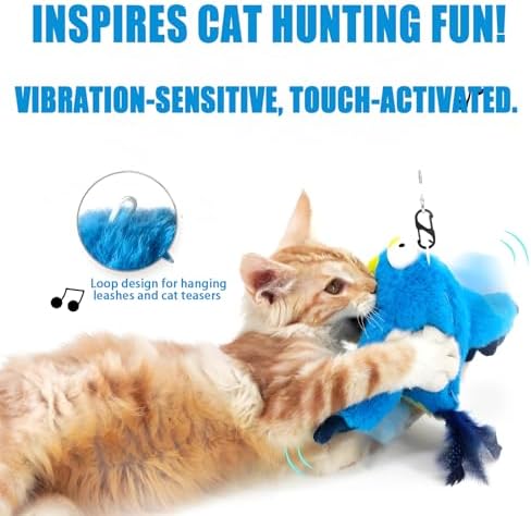 Yewmow Interactive Chirping Cat Toy,Flapping Wings Sound Toy