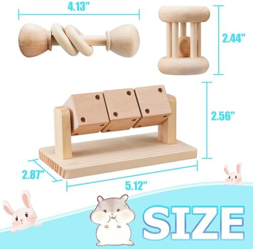 AOWPFVV Wooden Hamster Toys,Safe Rabbit Toys for Guinea Pigs