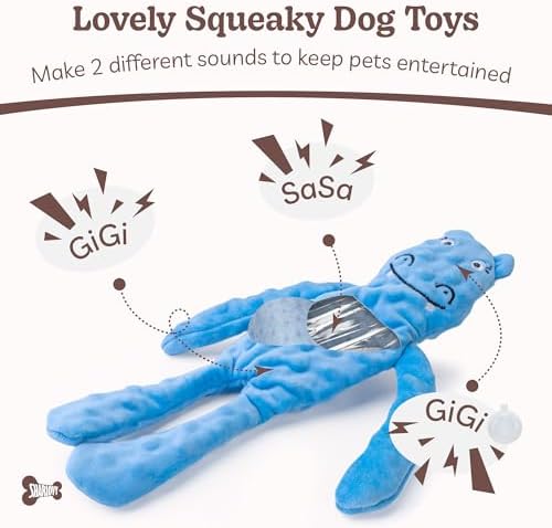 SHARLOVY No Stuffing Dog Toys 5 Pack, Crinkle Interactive Dogs Toy for Boredom, Puppy Toys for Teething to Keep Them Busy, Cute Squeaky Dogs Toy for Small, Medium, and Large Breed