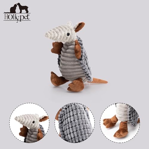 Hollypet Armadillo Squeaky Puppy Dog Toys for Small Medium Dogs, 8"