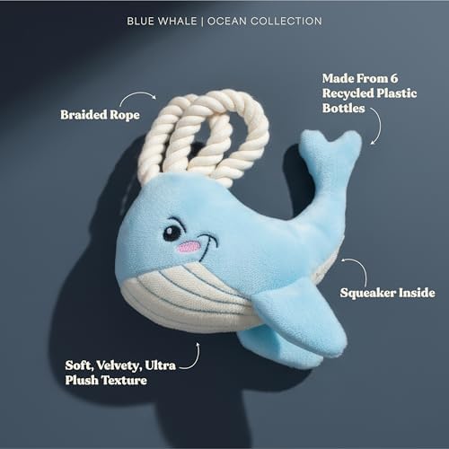 Premium Plush Dog Toy - Whale Plush Dog Toy, Jumbo Eco Friendly