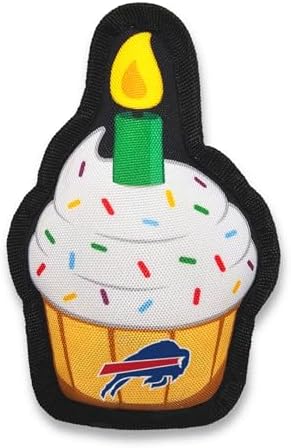 NFL Buffalo Bills Dog Birthday Party Set 8pcs with 1 Football Bandana Large/X-Large, 1 Birthday Cake Toy & 6 B-Day Balloons, Dog Birthday Set, Costume, Fun Doggie Party Accesories