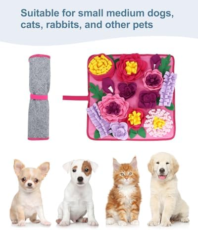 Snuffle Mat for Dogs - 15.4x15.4 Inch for Small & Medium Breeds, Cats & Rabbits | Interactive Slow Feed Sniff Mat with Non-Slip Bottom to Encourage Natural Foraging & Calming