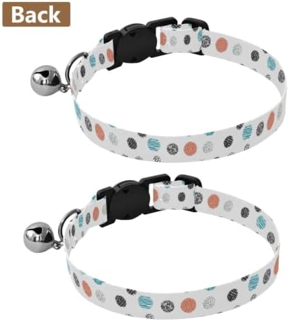 Colorful Circles Stripes Kitten Collar 2 Pack Adjustable Pet Collar 10.6 to 17.1 Inches