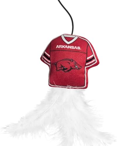 Pets First NCAA Arkansas Razorbacks Team Jersey Wand with CAT NIP, Cat Toy Jersey Shaped Plush Teaser Toy for Cats & Kittens - Interactive Pet Toy for Play & Exercise