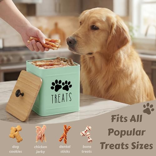PERFNIQUE Dog Treat Container, Airtight Dog Treat Jar, Dog Cookie Jar for kitchen Counter, Pet Treat Container, Dog Food Storage, Treat Jars for Pets, Cat Treat Container, 7.8x6.2 (Mint)