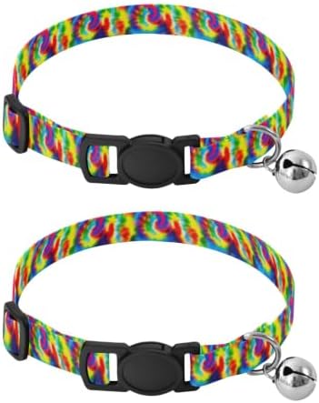 Tie Dye Spiral Red Kitten Collars 2 Pack Collar for Puppy Adjustable 10.6 to 17.1 Inches