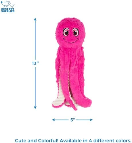 Best Pet Supplies Interactive Squeaky Dog Chew Toy, Ideal Dog Toys for Chewers, Small, Medium & Large Dogs, and Fetch Lovers - Octomutant (Fuchsia), Large