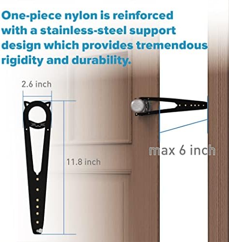 Neobay Cat Door Latch with Stabilizer, 7 Sizes Adjustable Cat Door Holder Latch to Keep Dog Out of Litter Box, Economical Alternative of Pet Gates and Interior Pet Door, Black, 1 Pack