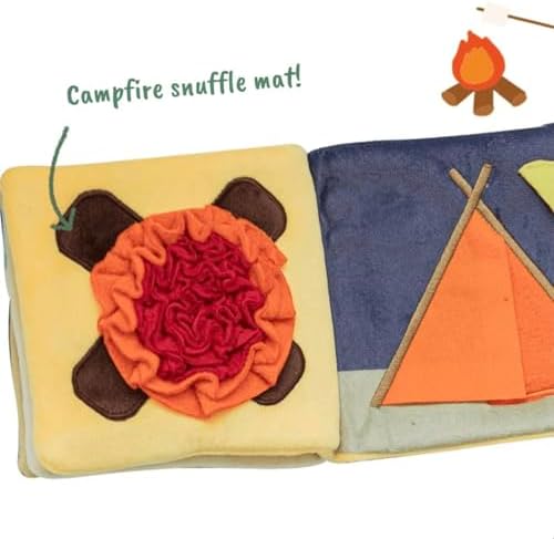 Dog Enrichment Toys, Interactive Sniff Mat Cute Slow Feeder Dog Snuffle Book Interactive Dog Toys Dog Feeding Mat Squeaky Snuffle Mat Puzzle Toys for Pet, Green