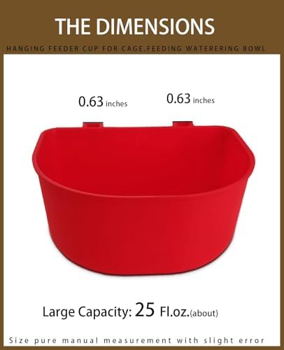 5 Pack Cage Cups Chicken Birds Feeder Water Bowl 25 OZ Rabbit Feeding Watering Dish for Travel Carrier Cat Puppy Food Dispenser Hanging Wire Cages Treats Box Seed Drinking Coop Cup Birdbath