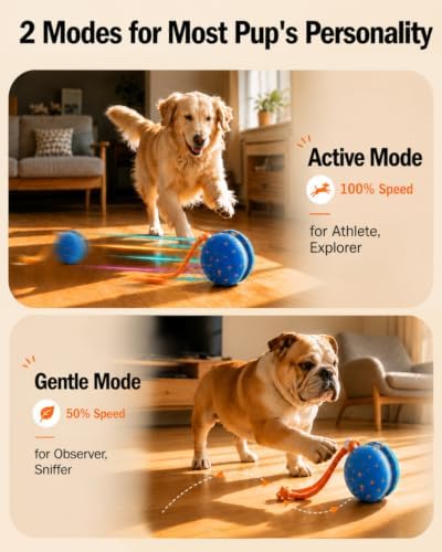 osou Interactive Dog Toy, Automatic Moving Dog Ball Toy with 2 Speed Modes