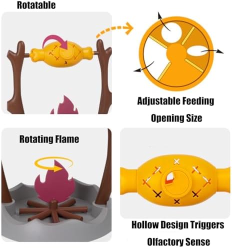 Grilled Fish Cat Toy, Cat Treat Dispenser, Food Puzzle Cat Toy Slow Feeding Enrichment Toy for Indoor Cats Play and Training