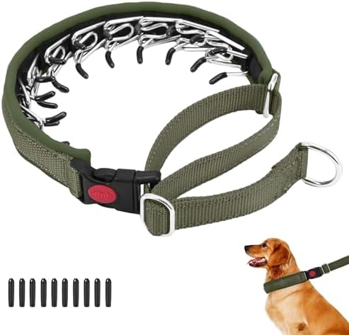 No Pull Martingale Dog Collar for Large Medium Small Dogs, Heavy Duty Nylon Reflective Adjustable Anti Pull Slip Collar with Buckle for Training Walking L Army Green