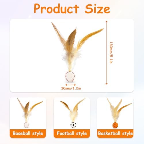 Cat Feather Bouncy Ball Toys, 6 PCS Cat Bulk Bouncy with Feathers, Elastic Bouncy Ball Cats Toys Set for Bored Indoor Adult Kitten Cats