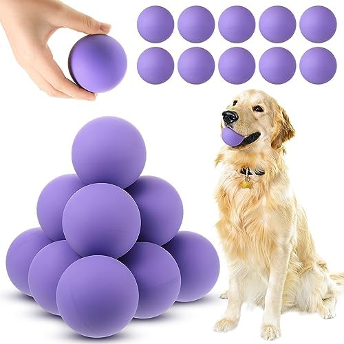 Hiboom 15 Pack Natural Rubber Dog Tennis Balls for Fetch, Purple