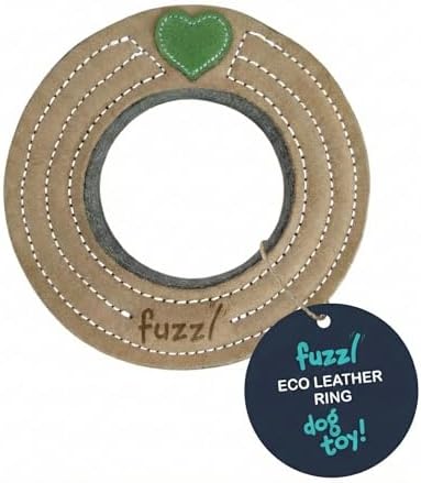 Fuzzl Eco Leather Ring Dog Toy 7" | Natural & Tough Chew Toy for Moderate Chewers | 100% Genuine Leather & Double Stitched | Eco-Friendly & Long Lasting for Dogs & Puppies | Non-Toxic & Squeaker-Free