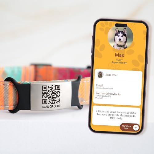 Smart Slide-On QR Code Pet Tag – Silent Dog & Cat ID Tag with Laser Engraving – Stainless Steel & Silicone – No App Needed – Custom Pet Profile – Fits Most Collars (Light Pink, Extra Large)