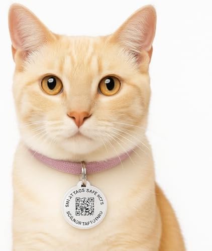 Smart Pet ID Tag with QR Code & NFC – Epoxy Coated Waterproof PVC – Scan or Tap to Access Pet Info – Universal Tag for Dogs & Cats – No App Needed – Update Profile Anytime (White)
