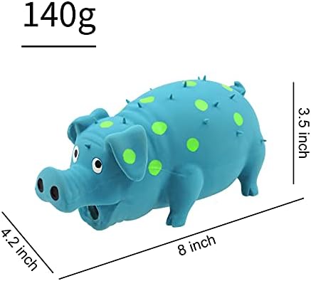 Andiker Dog Squeaky Toy, Dots Latex Dog Chew Toys with a Oinks Sound Squeaker Grunting Pig Dog Toy Durable Self Play 8" Dogs Squeeze Toy for Dental Biting Chasing to Kill Boring Time (Blue)