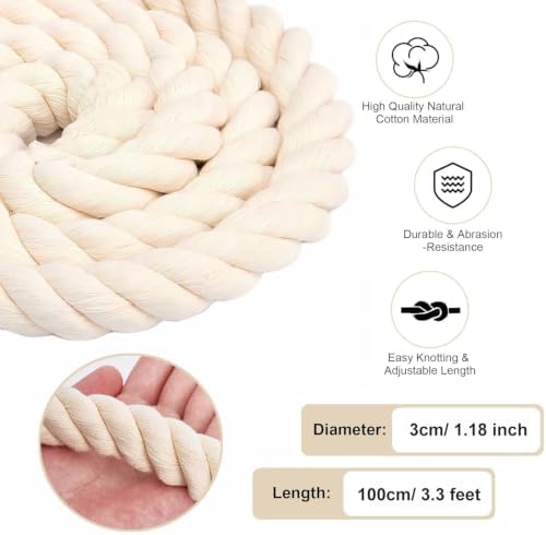 Tough Dog Rope Toy, 100% Natural Cotton, X Large - 3.3 Feet