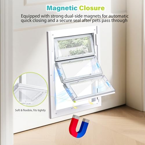 3-Panel Dog Door Flap with 4 Rubber Strips Fits Ideal Pet Product Flap 10.25"x15.75"