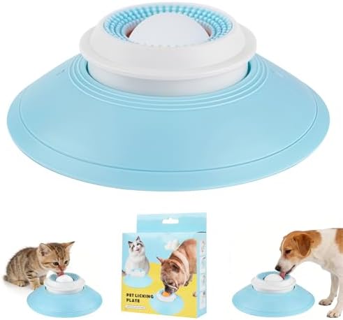 Dog Cat Licks Toys for Liquid Food, Anxieties Relief Slow Feeder Dog Lick Ball Treat Dispenser, Non-Slip Licking Bowl Enrichment Toys to Keep Them (B)