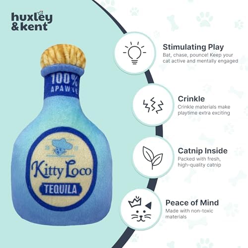 Huxley & Kent Plush Crinkle Catnip Cat Toy, Kitty Loco Tequila